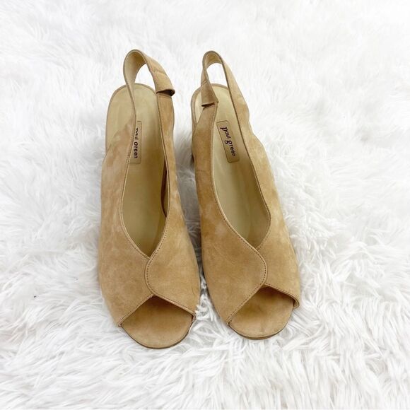 Paul Green Riviera Peep Toe Suede Slingback Heeled Sandal 5 - Picture 2 of 10